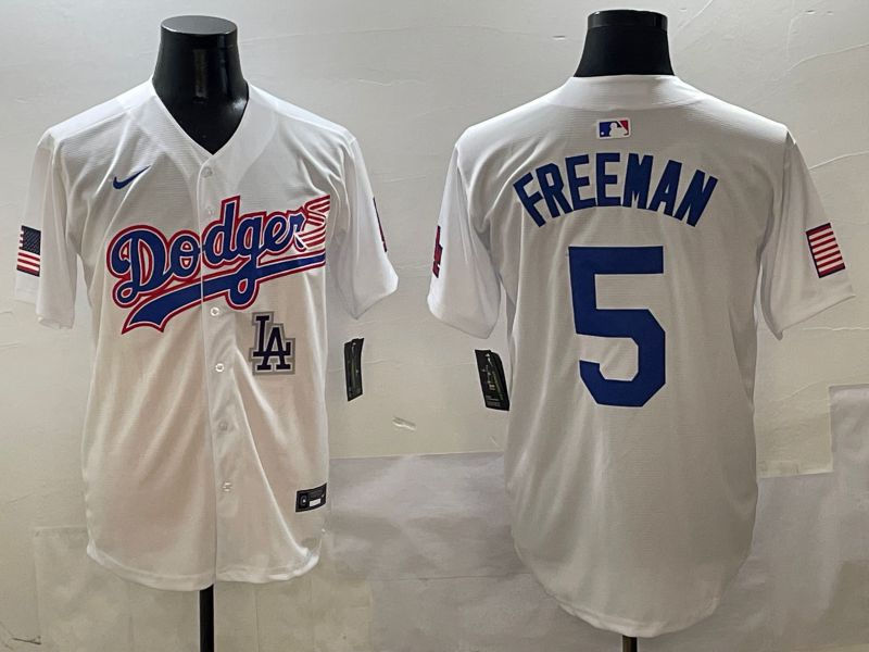 Men Los Angeles Dodgers 5 Freeman White Second generation Joint Name Nike 2025 MLB Jersey style 10
